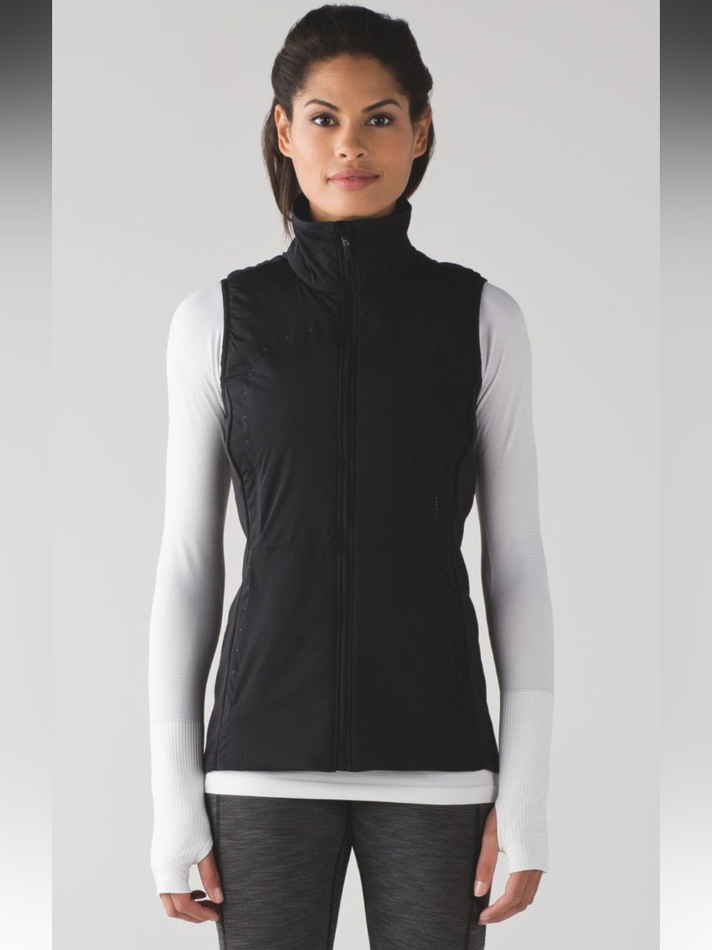 LULULEMON Run for Cold Women’s Vest Black Sz 4 Full Zip Reflective Lightweight